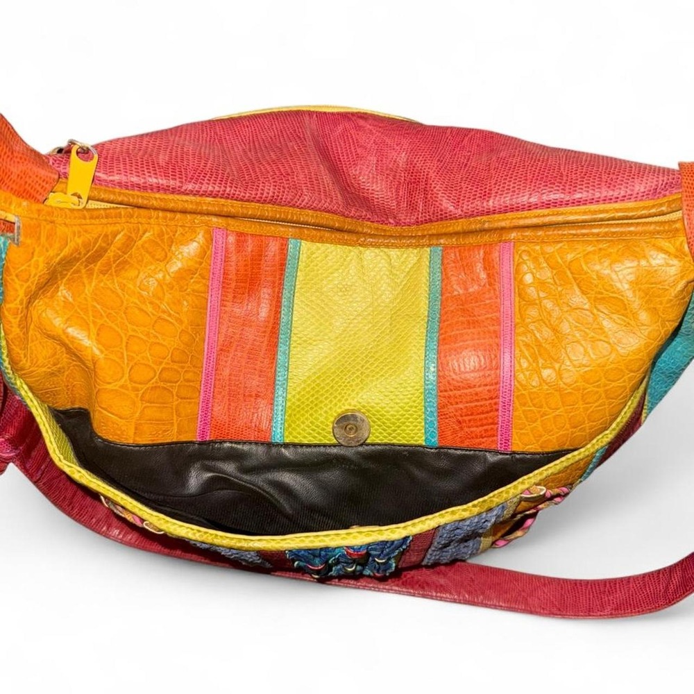 vintage Sharif multicolor patchwork leather shoulder/hobo bag - Picture 3 of 8